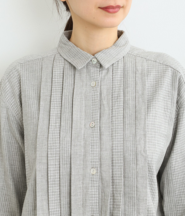 コットンダブルガーゼタックロングシャツ(C・ネイビー)