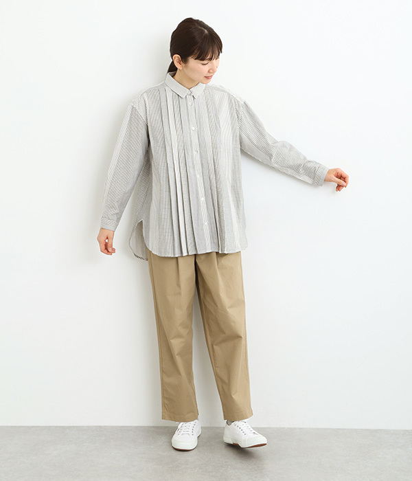 コットンダブルガーゼタックロングシャツ(C・ネイビー)