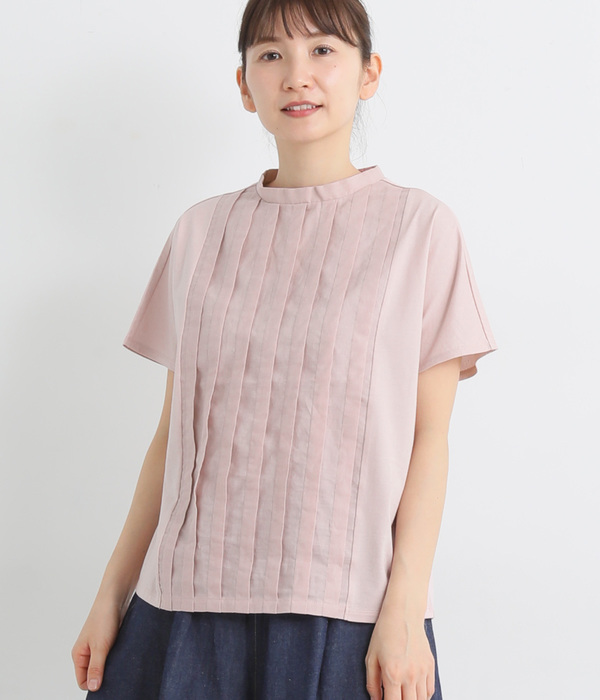 布帛切替タックTシャツ(D・ピンク)