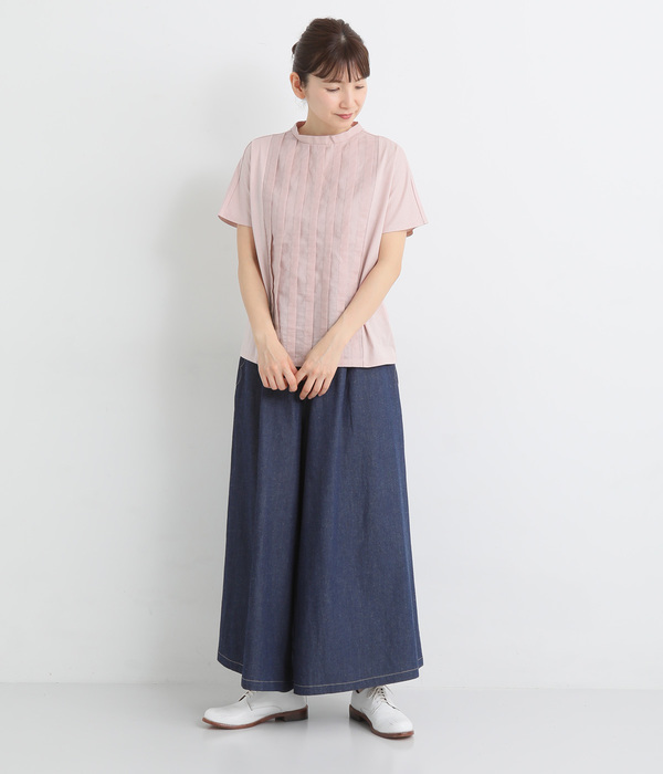 布帛切替タックTシャツ(D・ピンク)
