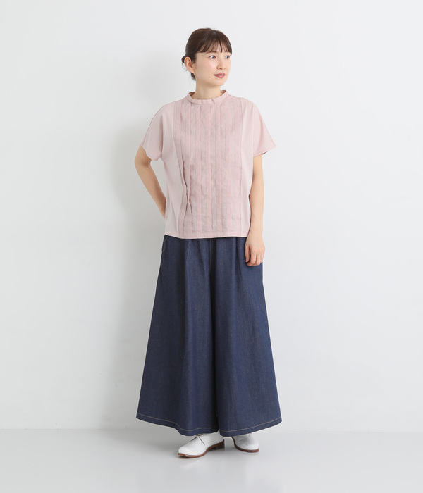 布帛切替タックTシャツ(D・ピンク)