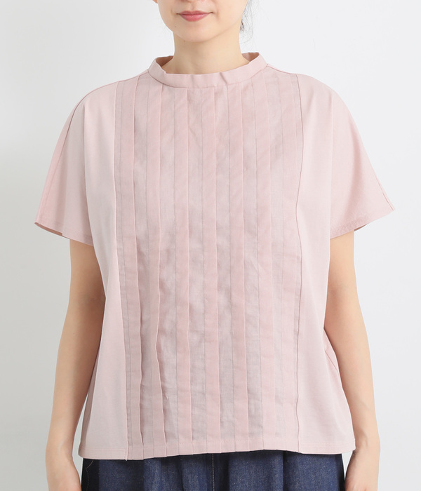 布帛切替タックTシャツ(D・ピンク)