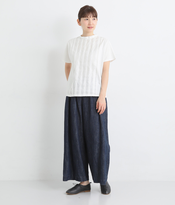 布帛切替タックTシャツ(D・ピンク)