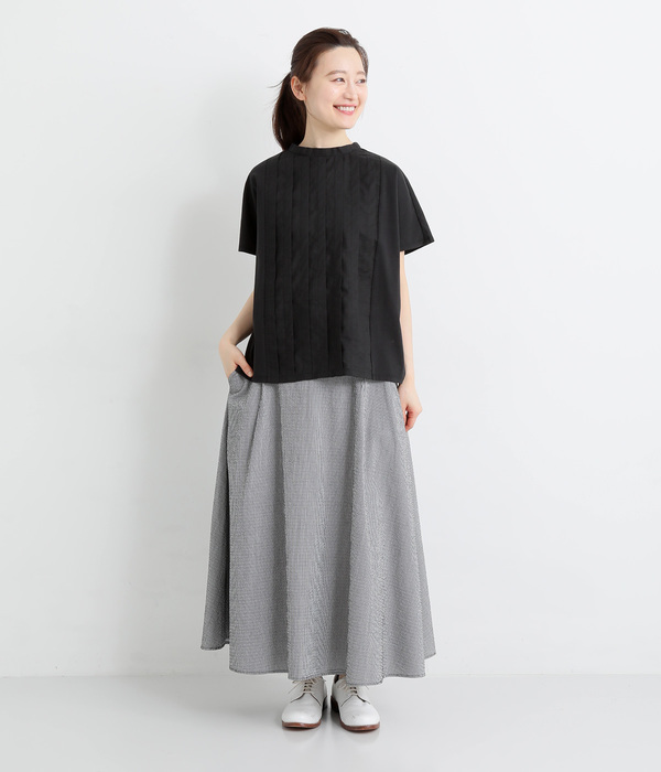布帛切替タックTシャツ(D・ピンク)