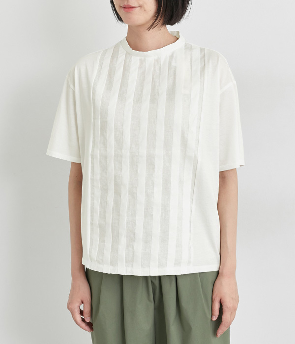 布帛タックハーフスリーブTシャツ(A・オフホワイト)