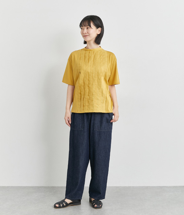 布帛タックハーフスリーブTシャツ(C・イエロー)