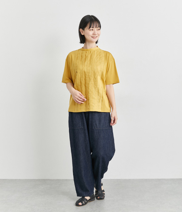布帛タックハーフスリーブTシャツ(C・イエロー)