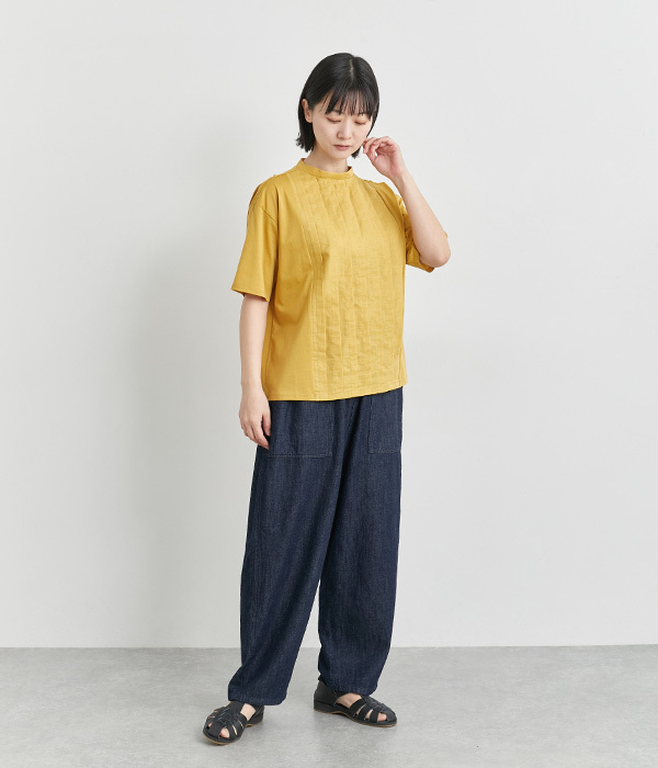 布帛タックハーフスリーブTシャツ(C・イエロー)