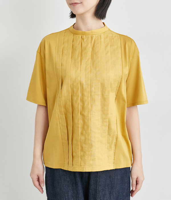 布帛タックハーフスリーブTシャツ(C・イエロー)