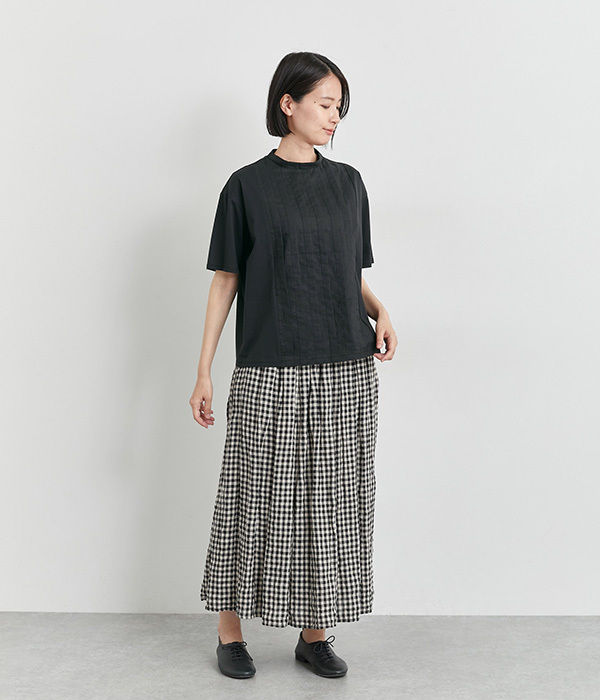 布帛タックハーフスリーブTシャツ(C・イエロー)