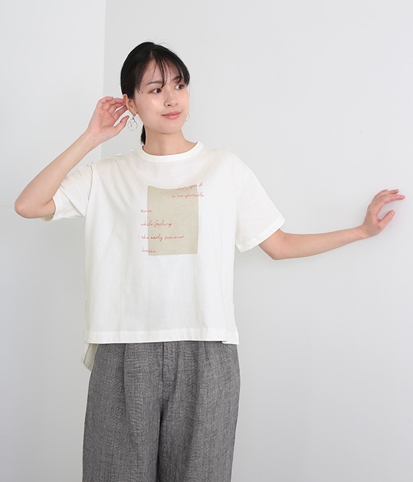 レター刺繍Tシャツ(A・オフホワイト)