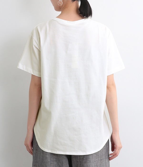 レター刺繍Tシャツ(A・オフホワイト)