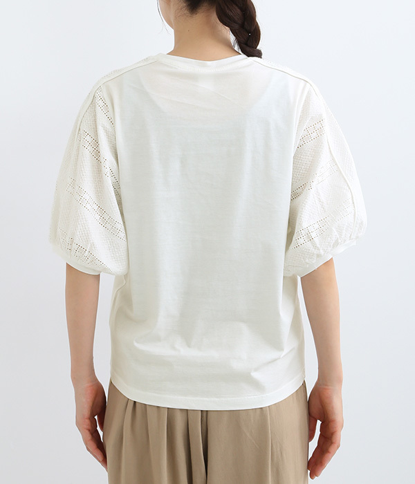 刺繍ドッキングTシャツ(A・オフホワイト)