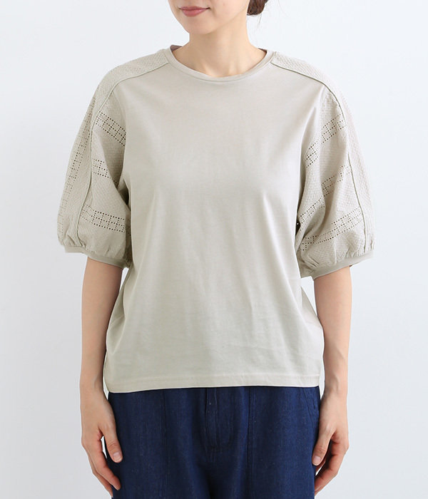 刺繍ドッキングTシャツ(B・ライトグレー)