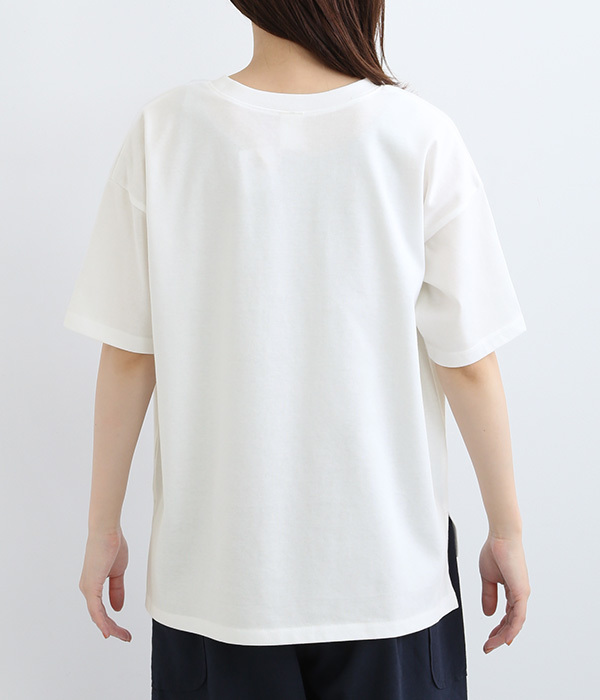 ドット刺繍Tシャツ(A・オフホワイト)