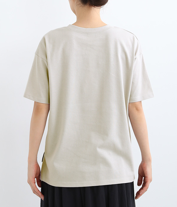 ドット刺繍Tシャツ(B・ライトグレー)