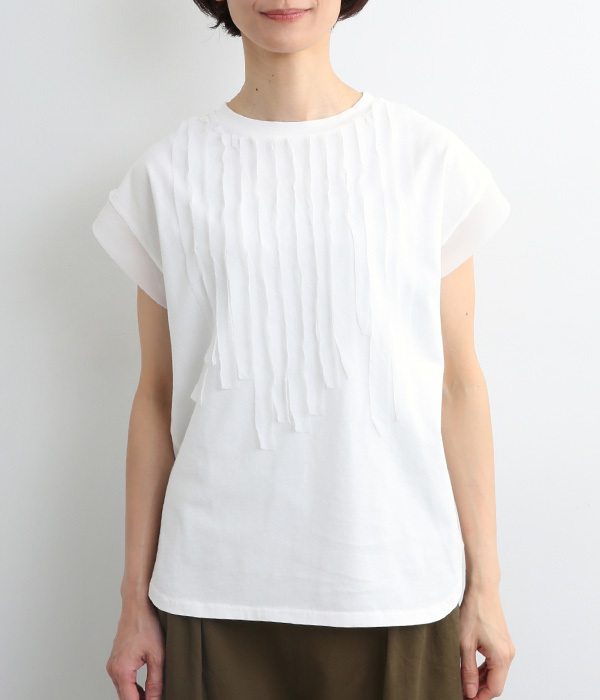 フロントフリルTシャツ(A・オフホワイト)