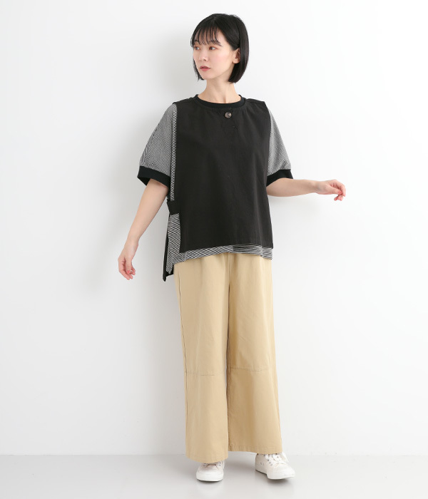 異素材づかいベスト(C・ブルー)