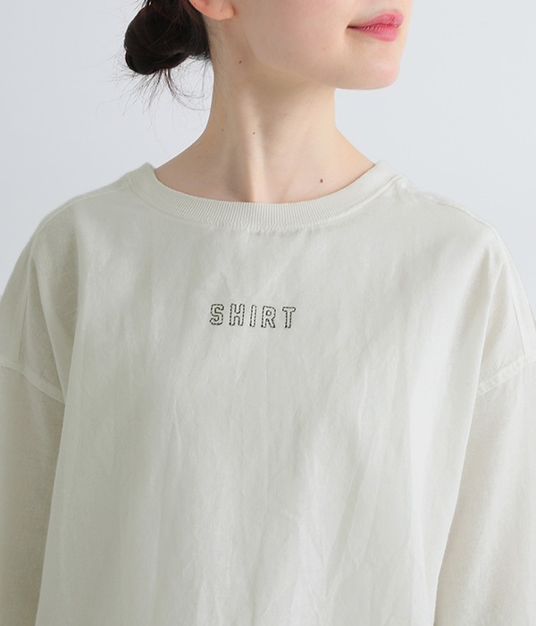 刺繍ワイドシャツプルオーバー(オフホワイト)