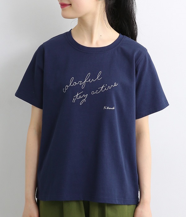 ステッチ刺繍Tシャツ(B・ネイビー)