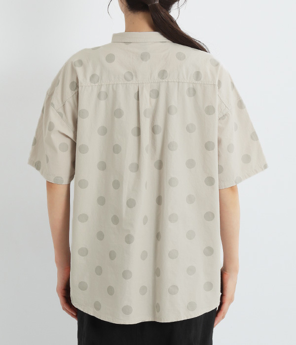 ドットプリントBIGポケットシャツ(A・グレー)