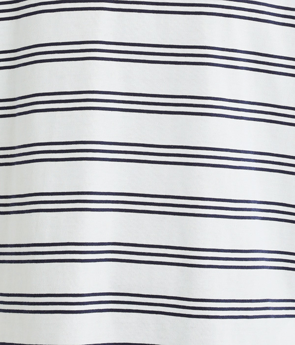 スリーラインボーダーTシャツ(A・オフホワイト×ネイビー)