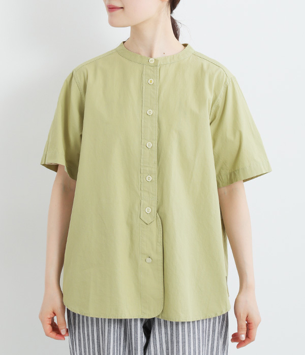 バンドカラーワークシャツ(A・ライトグリーン)