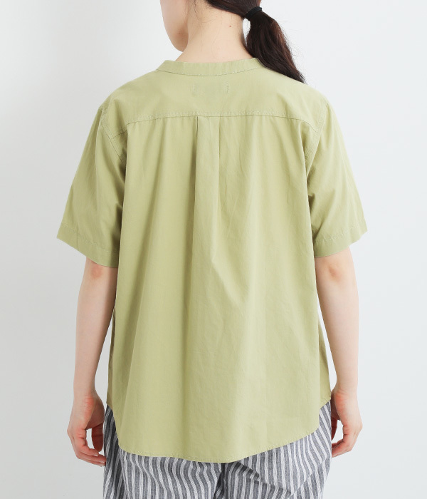 バンドカラーワークシャツ(A・ライトグリーン)