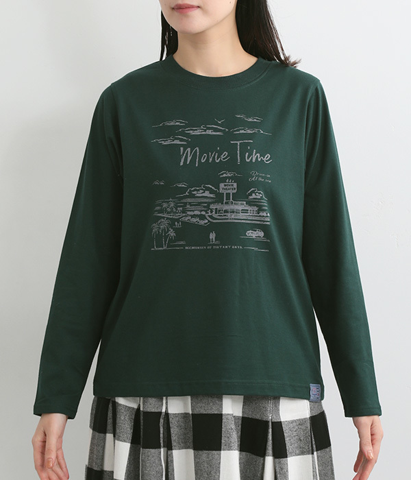 天竺 movie timeプリントTシャツ(A・グリーン)