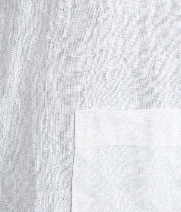 平織リネン　ダブルポケットシャツ(A・オフホワイト)