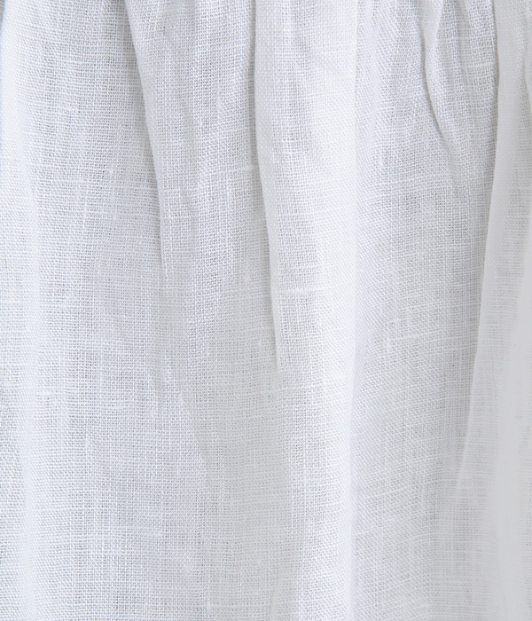 平織リネン　ちび襟ワイドシャツ(A・ホワイト)