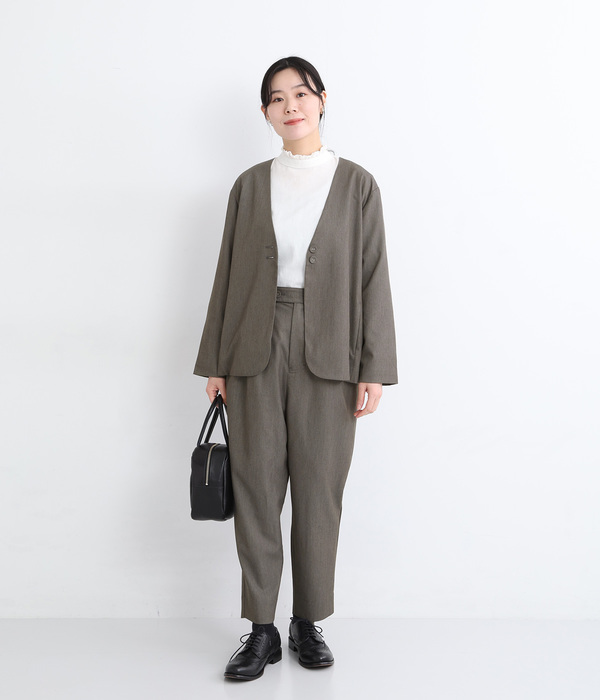ストレッチレーヨン　テーパードパンツ(A・グレー)