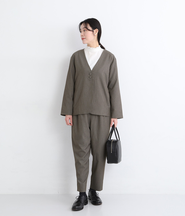 ストレッチレーヨン　テーパードパンツ(A・グレー)