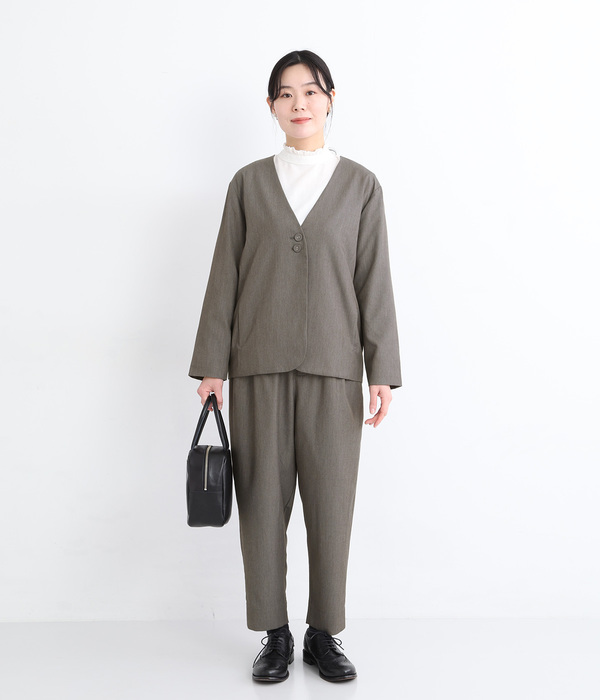ストレッチレーヨン　テーパードパンツ(A・グレー)