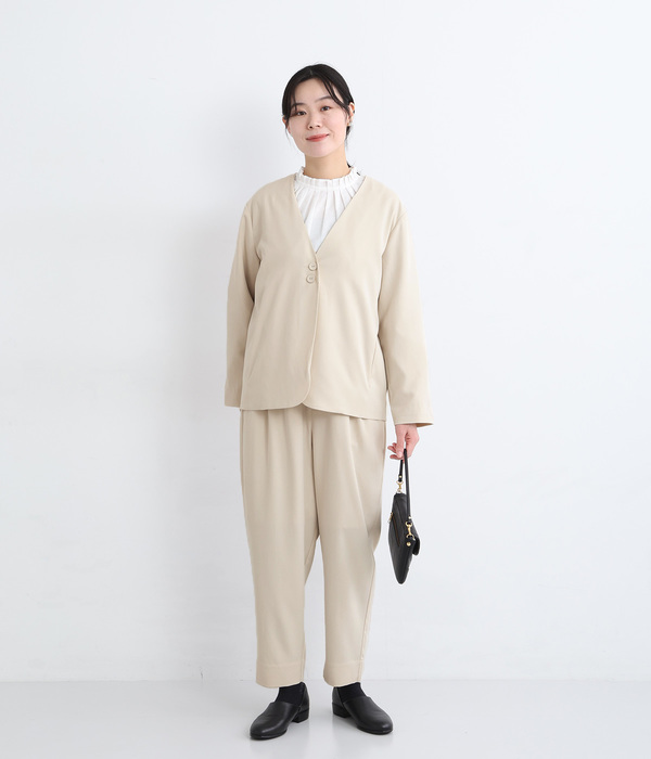 ストレッチレーヨン　テーパードパンツ(A・グレー)