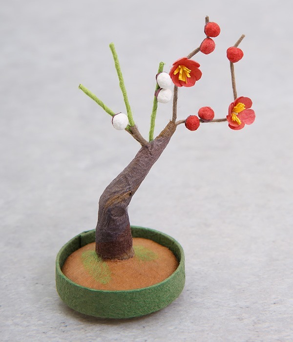 ミニ盆栽　紅白梅(カラー1)