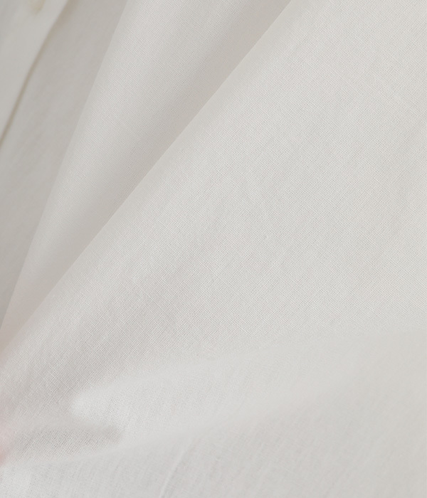 ウォッシャブルコットン襟フリルボリュームスリーブ7分袖ブラウス(オフホワイト)
