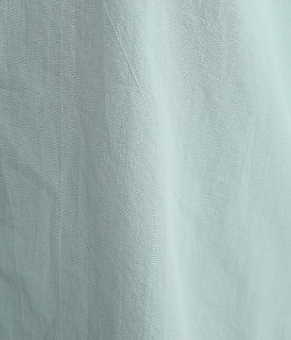 ウォッシャブルコットン襟フリルボリュームスリーブ7分袖ブラウス(B・くすみブルー)