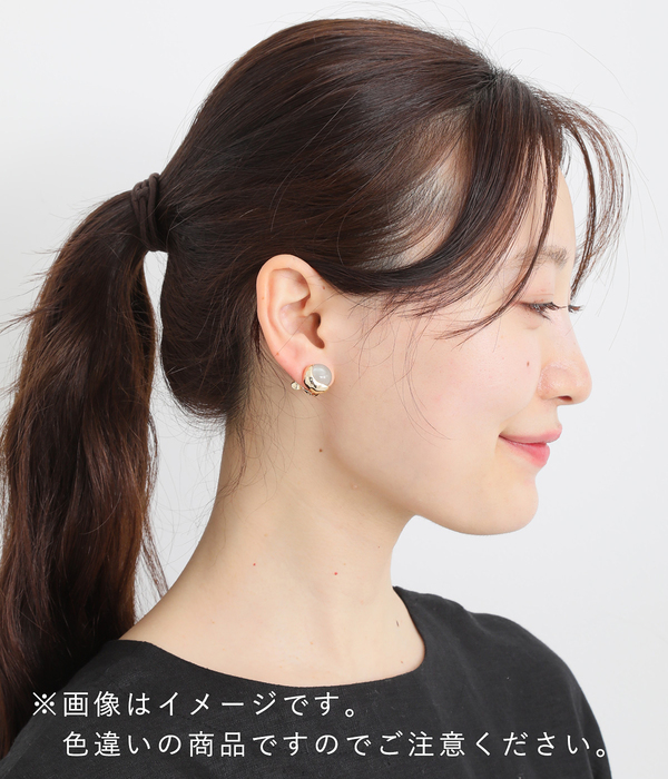 メタルカラーサークルイヤリング(A・ホワイト)