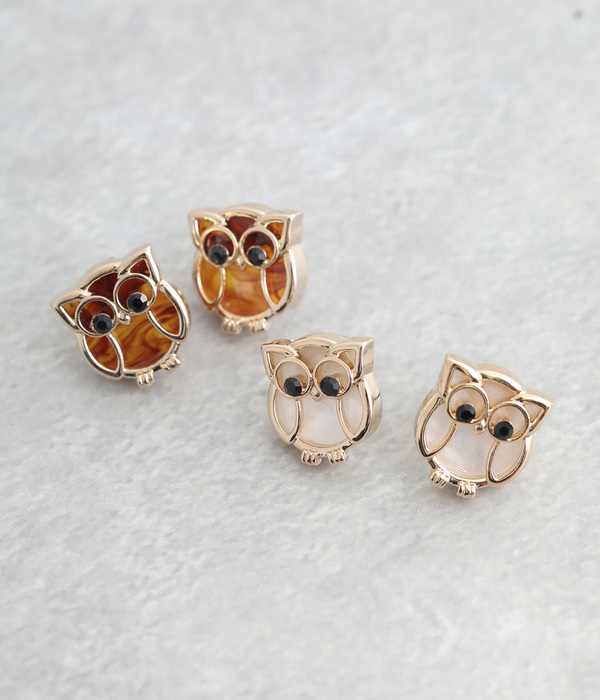 ふくろうピアス(A・アイボリー)