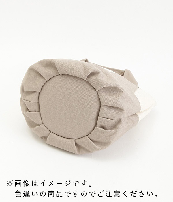 キャンバスコンビ×牛革丸底トート(Q・ライトモカ)