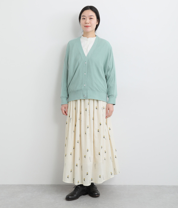 シロツメクサ刺繍ギャザースカート(C・ダークグレー)