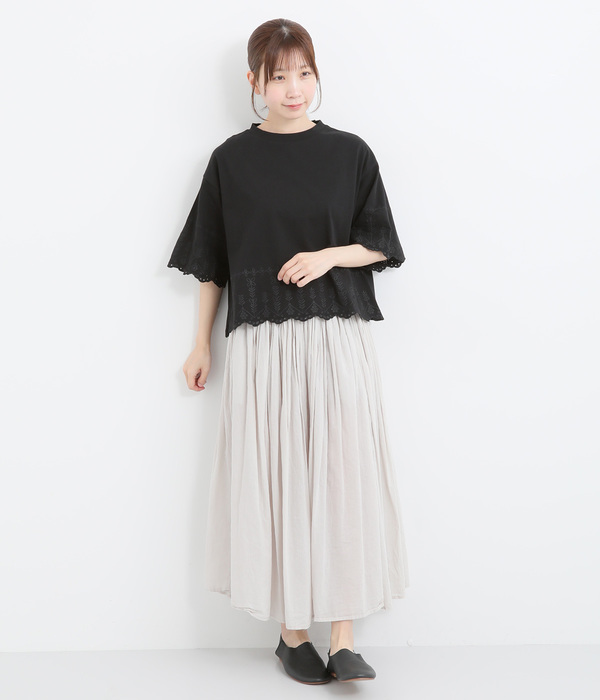 スカラップ刺繍プルオーバー(B・ブラック)