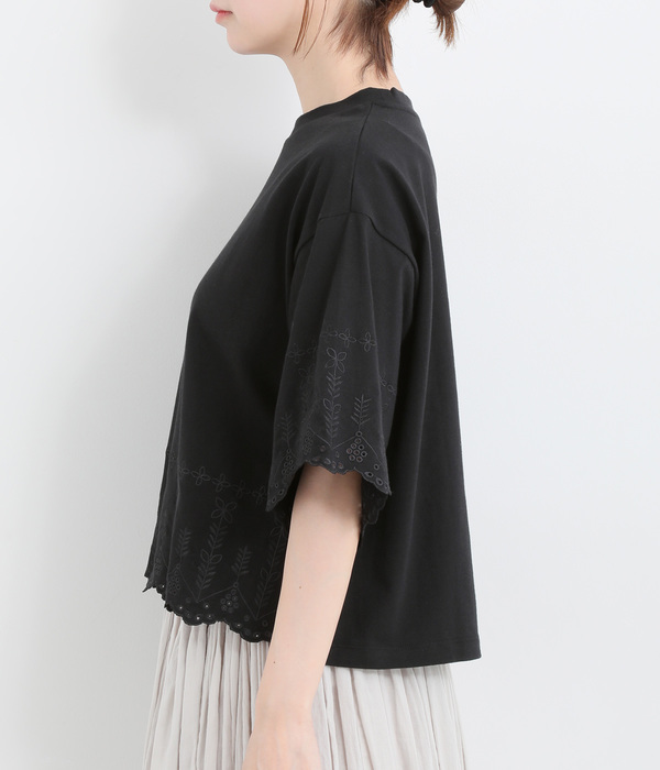 スカラップ刺繍プルオーバー(B・ブラック)