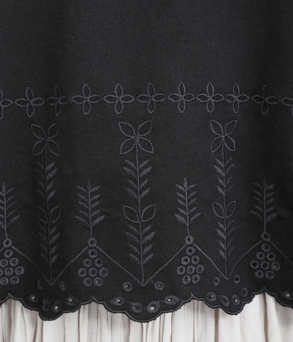 スカラップ刺繍プルオーバー(B・ブラック)