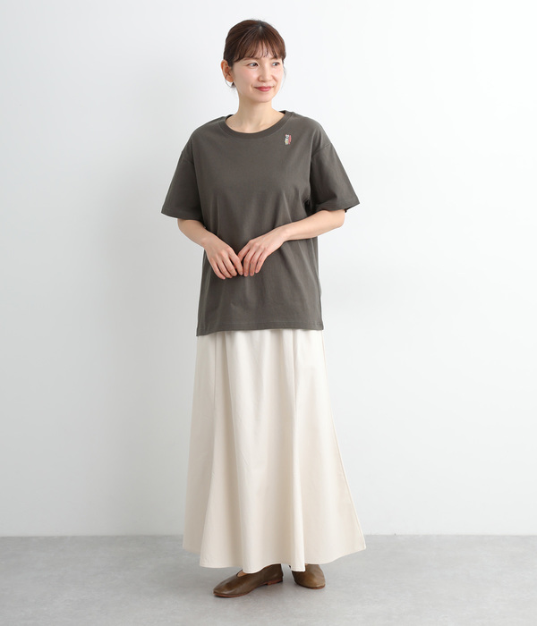 USAコットンワンポイント刺繍ボックスTシャツ(C・チャコール)