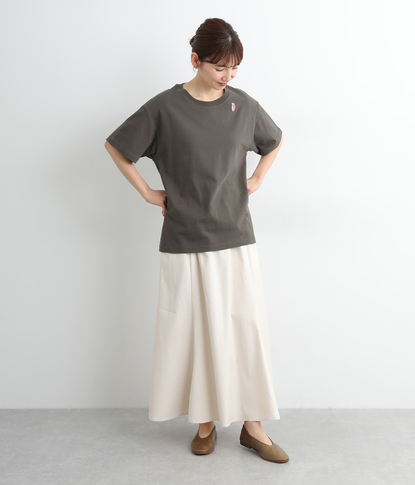 USAコットンワンポイント刺繍ボックスTシャツ(C・チャコール)