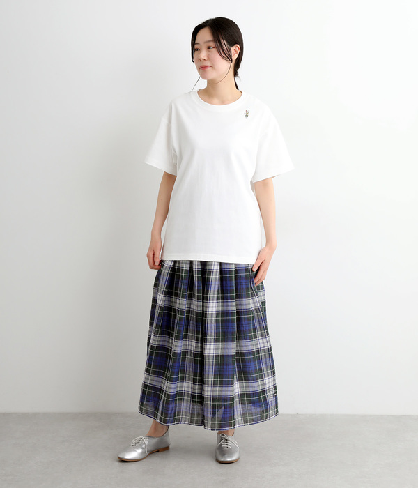 USAコットンワンポイント刺繍ボックスTシャツ(C・チャコール)