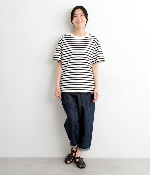 USAコットンワンポイント刺繍ボックスTシャツ(C・チャコール)