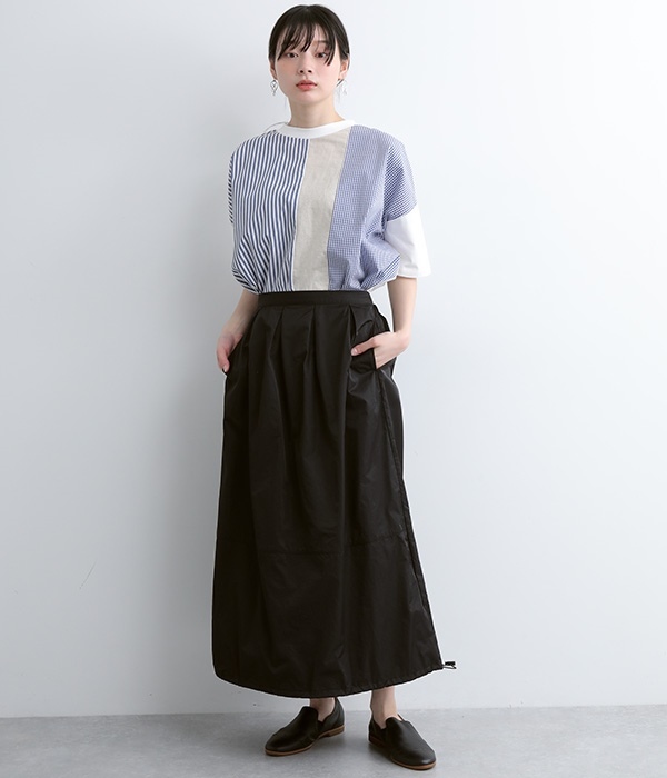 裾ドロストコクーンスカート(B・ブラック)